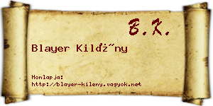 Blayer Kilény névjegykártya